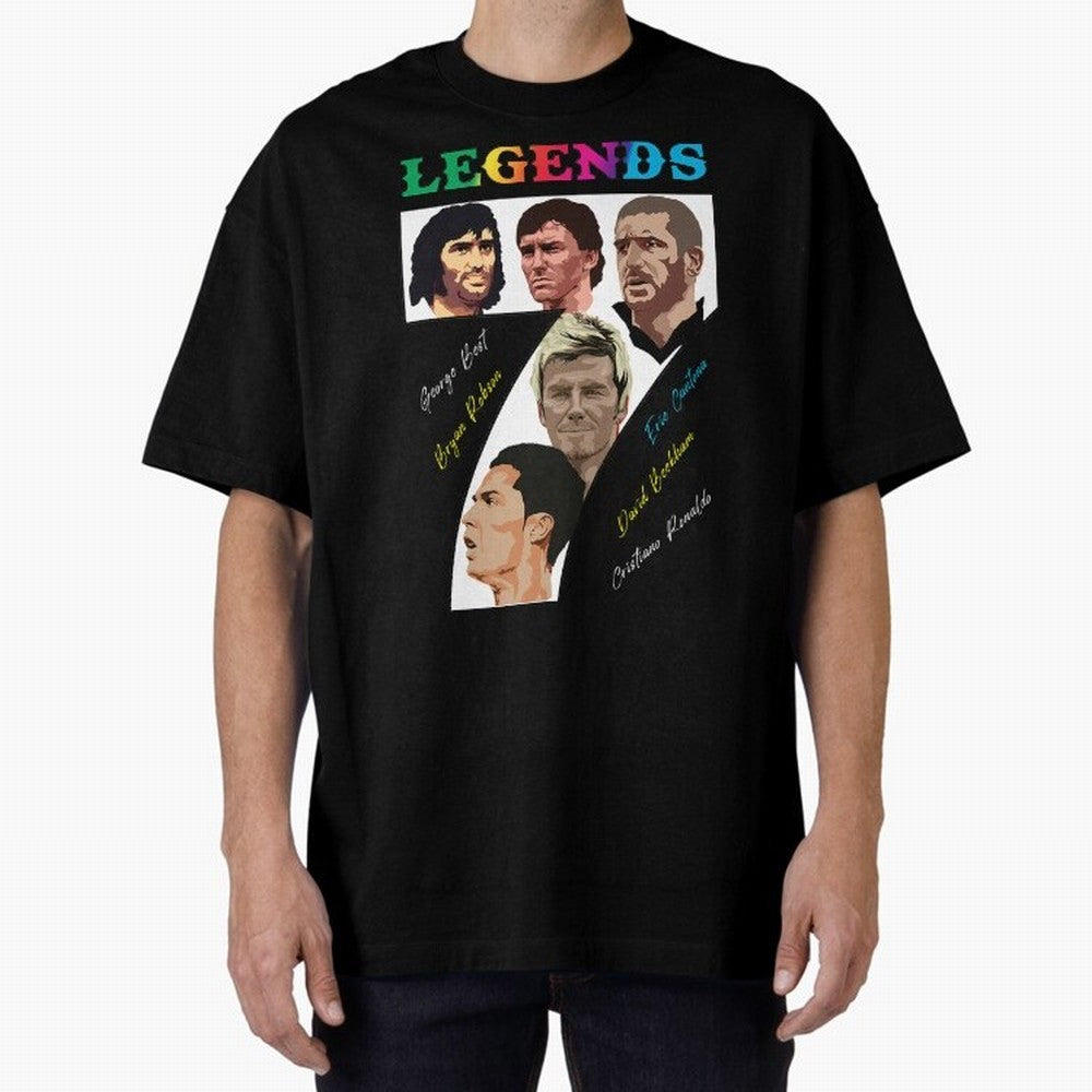 LEGENDS OF FOOTBALL Oversized T-Shirt Keep the Match Day Mood of the FIFA World Cup 2026 USA Canada Mexico Journey through CR7 Highlights, England Pride, Classic Soccer Heritage, Championship Pressure, Fan Loyalty and International Pride; Perfect