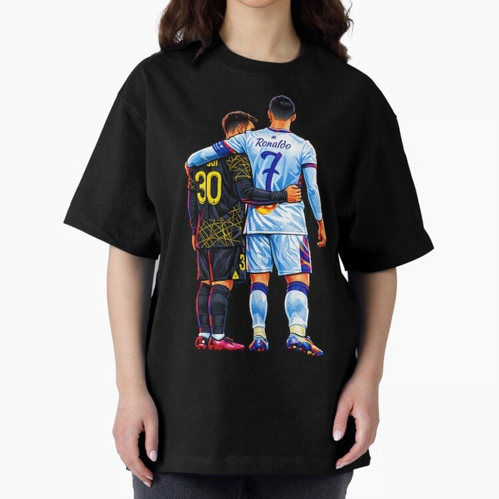 2 GOATS Oversized T-Shirt Celebrate Fan Favorites in the FIFA World Cup 2026 Group Stage Journey through Haaland Highlights, Brazil, Portugal and Argentina Pride, Classic Soccer Heritage, Championship Pressure, Fan Loyalty and International Pride;