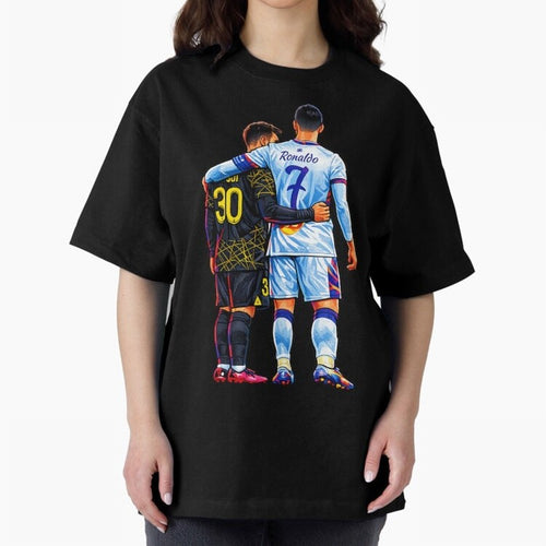 2 GOATS Oversized T-Shirt Celebrate Fan Favorites in the FIFA World Cup 2026 Group Stage Journey through Haaland Highlights, Brazil, Portugal and Argentina Pride, Classic Soccer Heritage, Championship Pressure, Fan Loyalty and International Pride;
