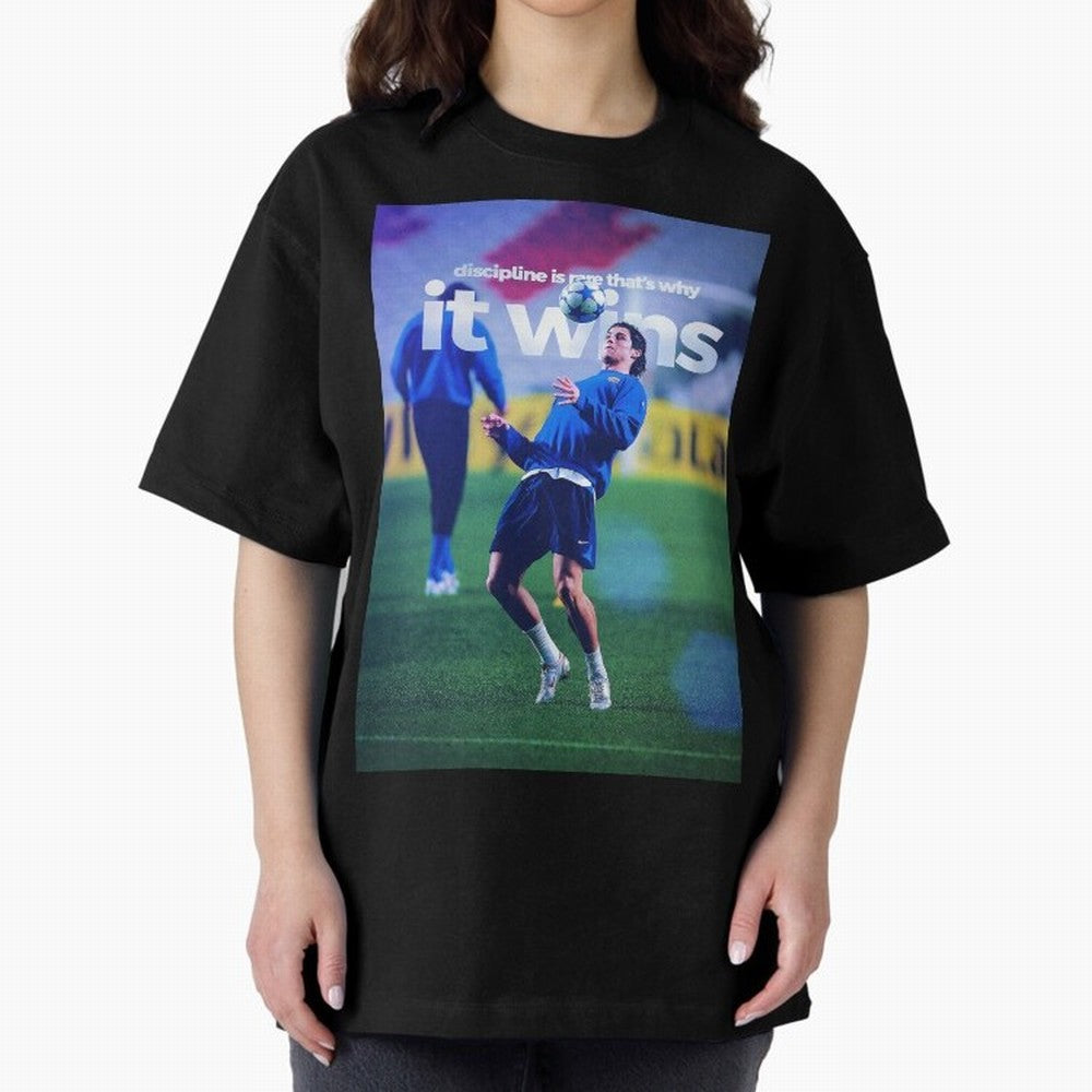 Cristiano Ronaldo - Discipline is rare that's why it wins Oversized T-Shirt Honor Football Greatness during Match Day Hype around FIFA World Cup 2026, Cristiano Ronaldo, Haaland and CR7, Netherlands, Retro Football Energy, Iconic Rivalries, Trophy