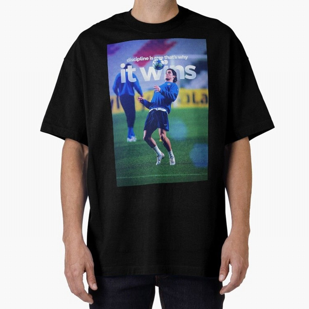 Cristiano Ronaldo - Discipline is rare that's why it wins Oversized T-Shirt Honor Football Greatness during Match Day Hype around FIFA World Cup 2026, Cristiano Ronaldo, Haaland and CR7, Netherlands, Retro Football Energy, Iconic Rivalries, Trophy