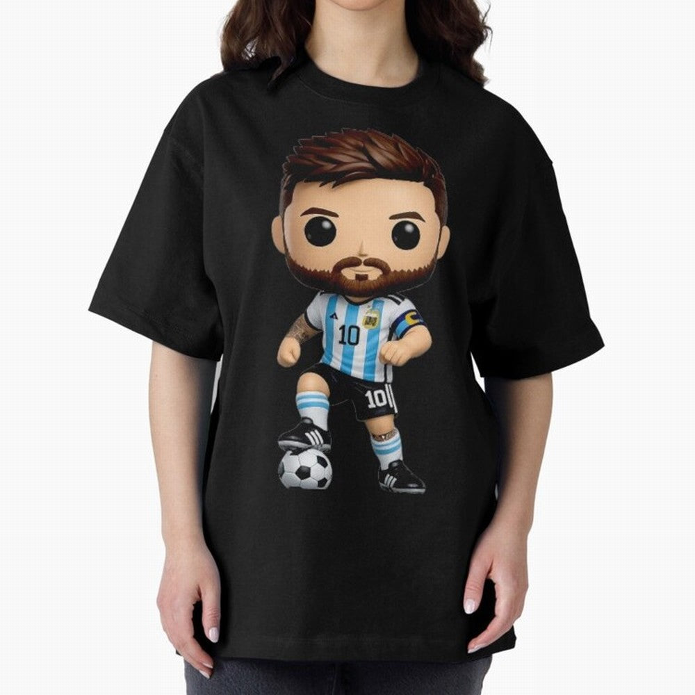 Lionel Messi Figurine Oversized T-Shirt Bring International Match Energy to the FIFA World Cup 2026 USA Canada Mexico Journey through Messi Highlights, Brazil Pride, Soccer Culture, Superstar Moments, National Team Dreams and Competitive Fire;