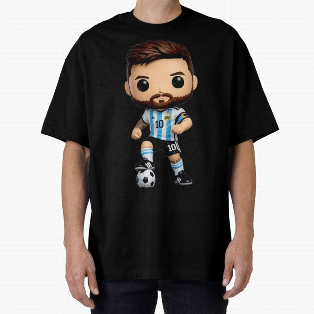 Lionel Messi Figurine Oversized T-Shirt Bring International Match Energy to the FIFA World Cup 2026 USA Canada Mexico Journey through Messi Highlights, Brazil Pride, Soccer Culture, Superstar Moments, National Team Dreams and Competitive Fire;