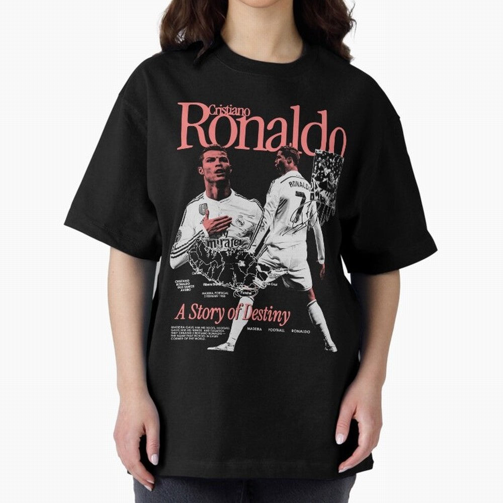 CR7 Cristiano Oversized T-Shirt Represent Global Football Passion for FIFA World Cup 2026, Connected to Haaland and Mbappe, Argentina and Brazil, Football Festival Excitement, Trophy Ambitions, Country Rivalries and Star Player Buzz; Ideal for