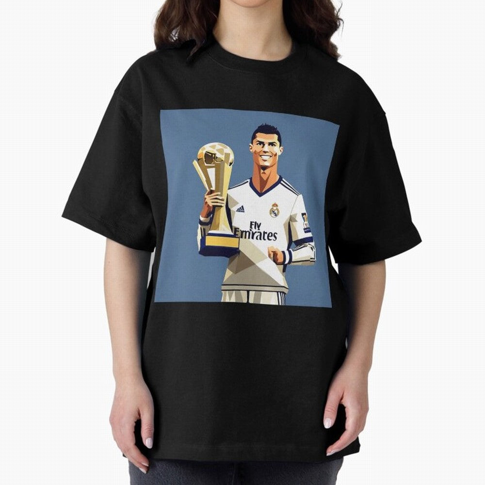 Cristiano Ronaldo Cr7 The Best Artwork Futbol Soccer Oversized T-Shirt Represent the FIFA World Cup 2026 Group Stage Journey through Messi, Neymar and Mbappe Highlights, Spain and Netherlands Pride, Worldwide Fan Energy, Dramatic Goals, Stadium