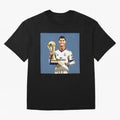 Cristiano Ronaldo Cr7 The Best Artwork Futbol Soccer Oversized T-Shirt Represent the FIFA World Cup 2026 Group Stage Journey through Messi, Neymar and Mbappe Highlights, Spain and Netherlands Pride, Worldwide Fan Energy, Dramatic Goals, Stadium