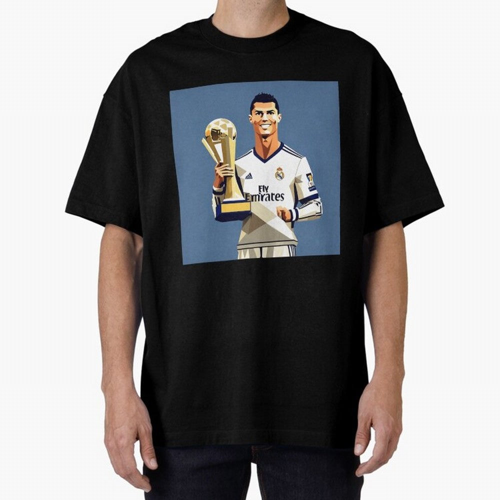 Cristiano Ronaldo Cr7 The Best Artwork Futbol Soccer Oversized T-Shirt Represent the FIFA World Cup 2026 Group Stage Journey through Messi, Neymar and Mbappe Highlights, Spain and Netherlands Pride, Worldwide Fan Energy, Dramatic Goals, Stadium