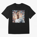 Ronaldo Cr7 Cristiano The Goat Artwork Futbol Soccer Oversized T-Shirt Show Championship Spirit for the FIFA World Cup 2026 Group Stage Journey through Messi, CR7 and Mbappe Highlights, Spain and Netherlands Pride, Classic Soccer Heritage,