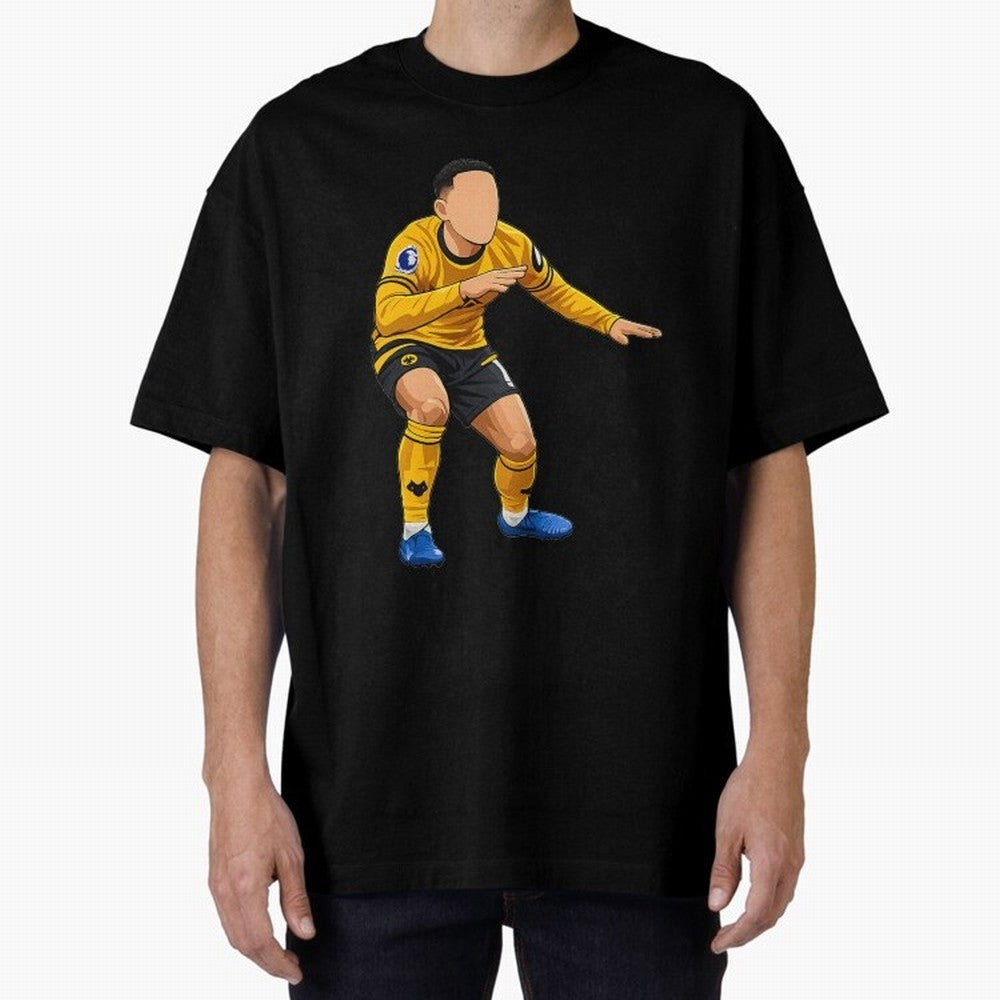 Matheus Cunha Goal Celebration Dance Oversized T-Shirt Celebrate Football Dreams Across Global Football Passion for FIFA World Cup 2026, Capturing Mbappe and Neymar, England, Vintage Soccer Flavor, Modern Football Stars, National Flags and Final
