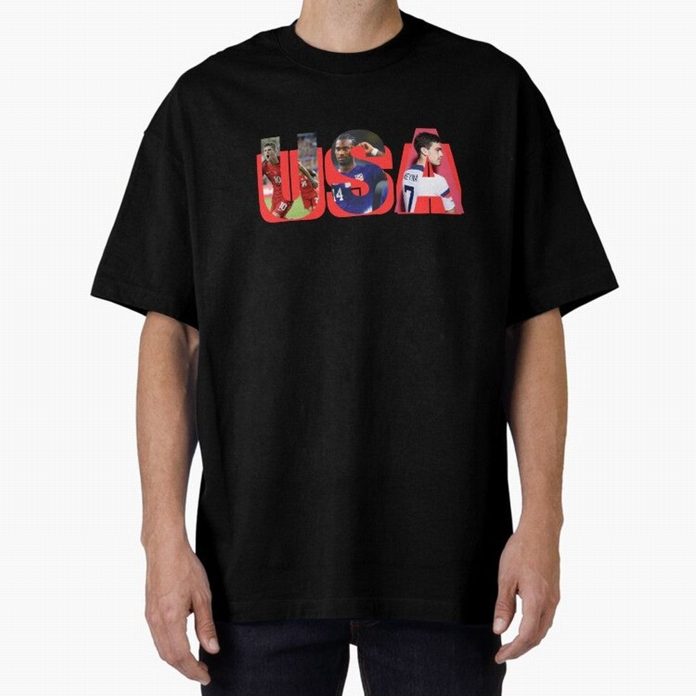 USA Soccer Cristian Pulisic, Haji Wright, Gio Reyna Oversized T-Shirt Feel the Heartbeat of FIFA World Cup 2026 Group Stage for Fans of Neymar and Spain and Netherlands, Bringing Stadium Chants, National Pride, Trophy Dreams and Unforgettable