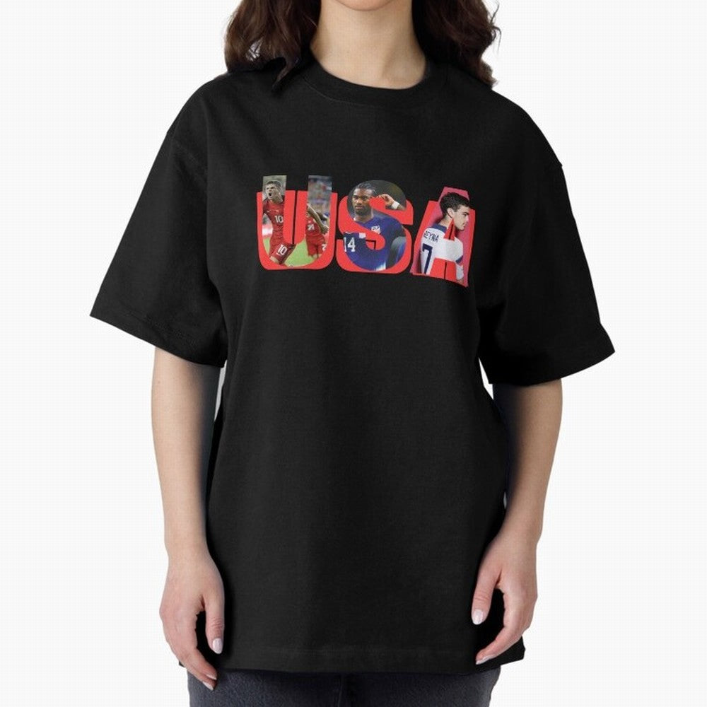 USA Soccer Cristian Pulisic, Haji Wright, Gio Reyna Oversized T-Shirt Feel the Heartbeat of FIFA World Cup 2026 Group Stage for Fans of Neymar and Spain and Netherlands, Bringing Stadium Chants, National Pride, Trophy Dreams and Unforgettable