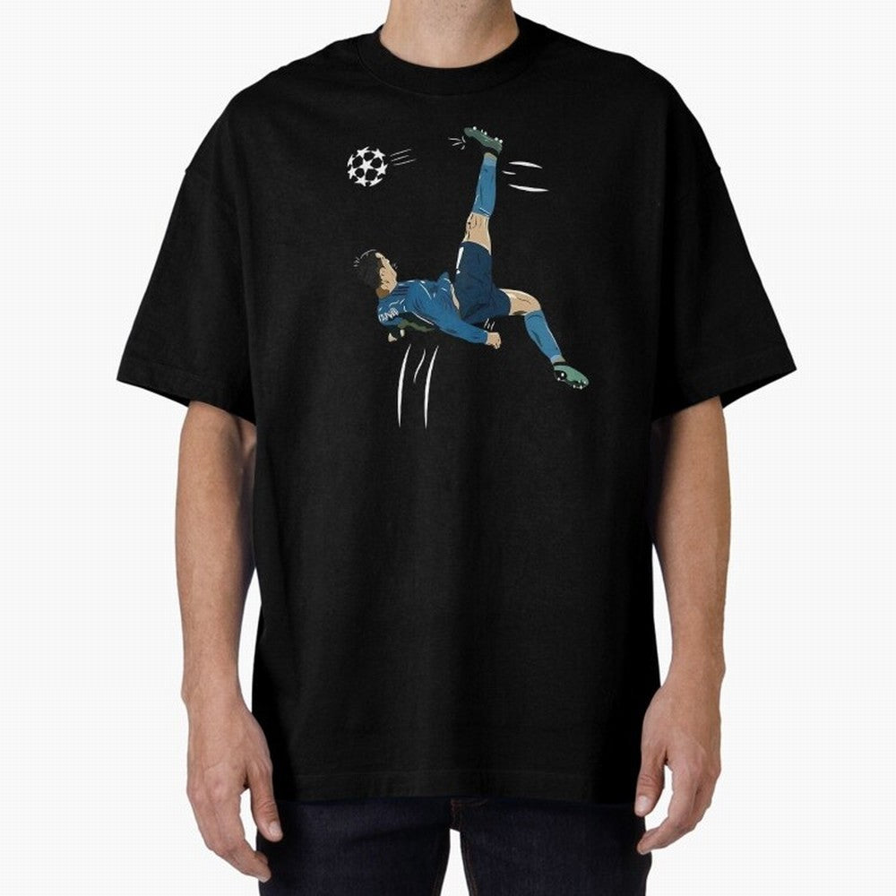 Cristiano Ronaldo Bicycle Kick Oversized T-Shirt Honor the Beautiful Game during FIFA World Cup 2026 for Fans of Cristiano Ronaldo and France and Portugal, Bringing Match Day Excitement, Supporter Culture, Golden Goals and Global Football Passion;