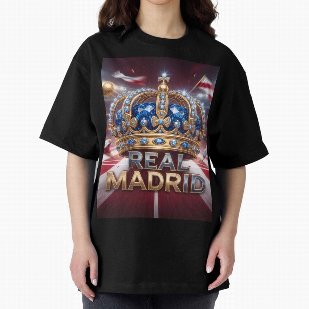 The Diamond of Real Madrid Oversized T-Shirt Celebrate Football Heritage in FIFA World Cup 2026 USA Canada Mexico Inspired by CR7 and Messi, France Energy, Game Day Rituals, Football Legends, Country Pride and the Road to the Final; Perfect for