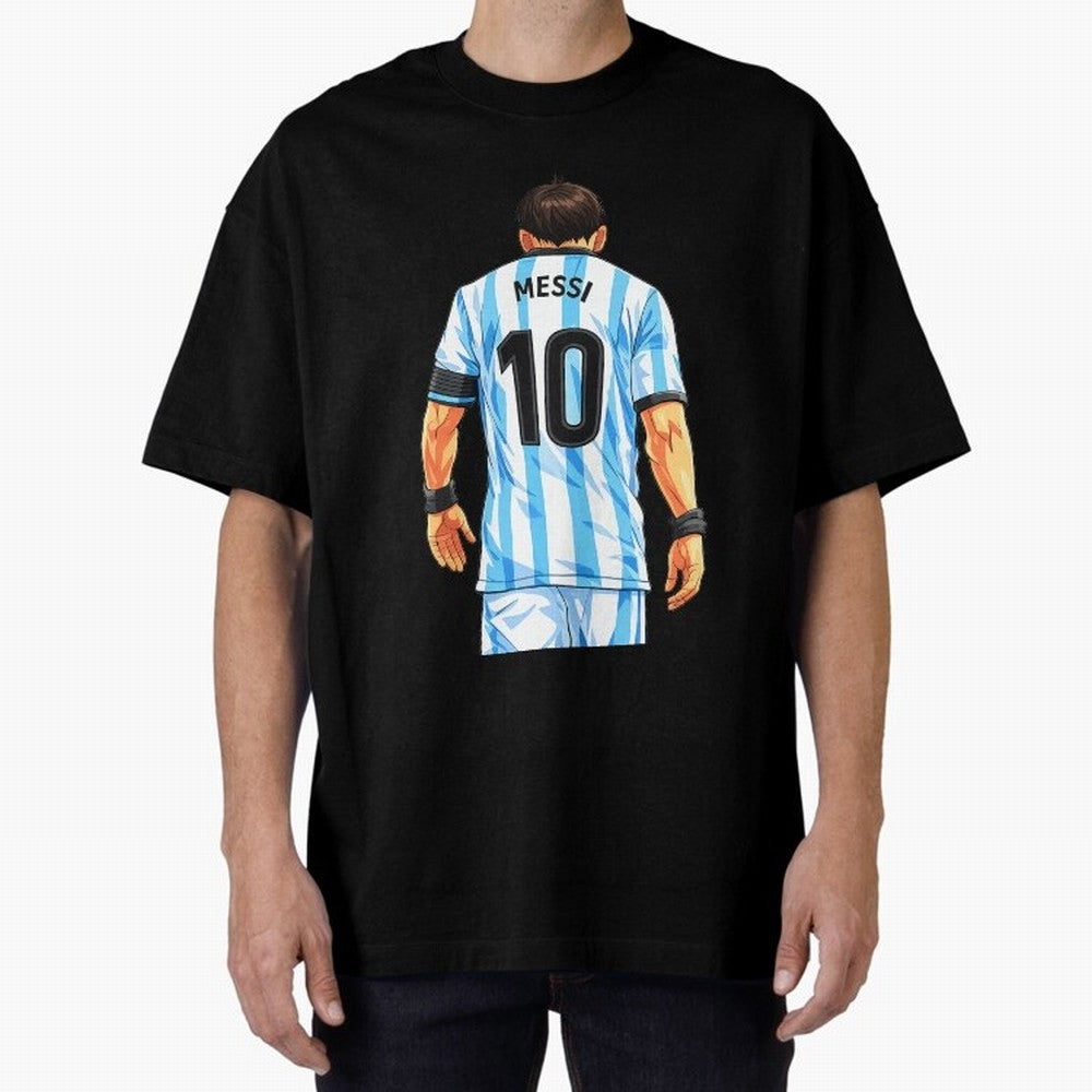 Messi Argentina 10 Oversized T-Shirt Represent Football Lovers during FIFA World Cup 2026 Group Stage for Fans of Mbappe and Neymar and Brazil, Bringing Vintage Soccer Flavor, Modern Football Stars, National Flags and Final Night Emotion; Ideal for