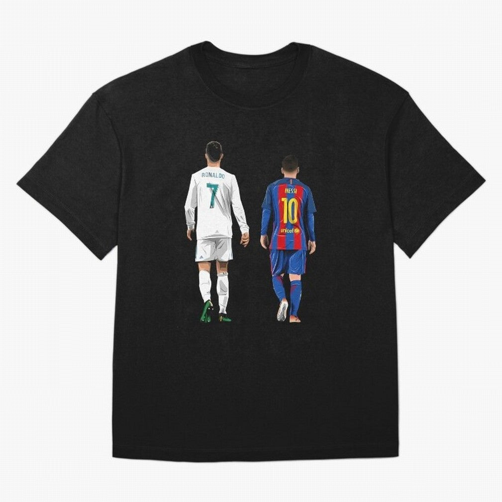 Cristiano Ronaldo And Messi Oversized T-Shirt Celebrate Golden Goal Energy in FIFA World Cup 2026 Group Stage for Fans of Messi and France and Portugal, Bringing Sports Nostalgia, International Competition, Famous Players and Unforgettable