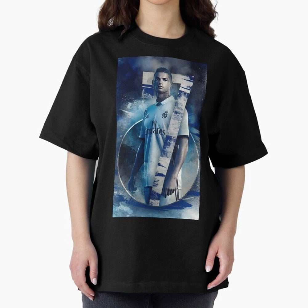 Cr7 art design wallpaper Oversized T-Shirt Support Your Favorite Stars during FIFA World Cup 2026 USA Canada Mexico Spirit, Made for Portugal, Spain and Germany, Cristiano Ronaldo, Haaland and CR7, Sports Nostalgia, International Competition,