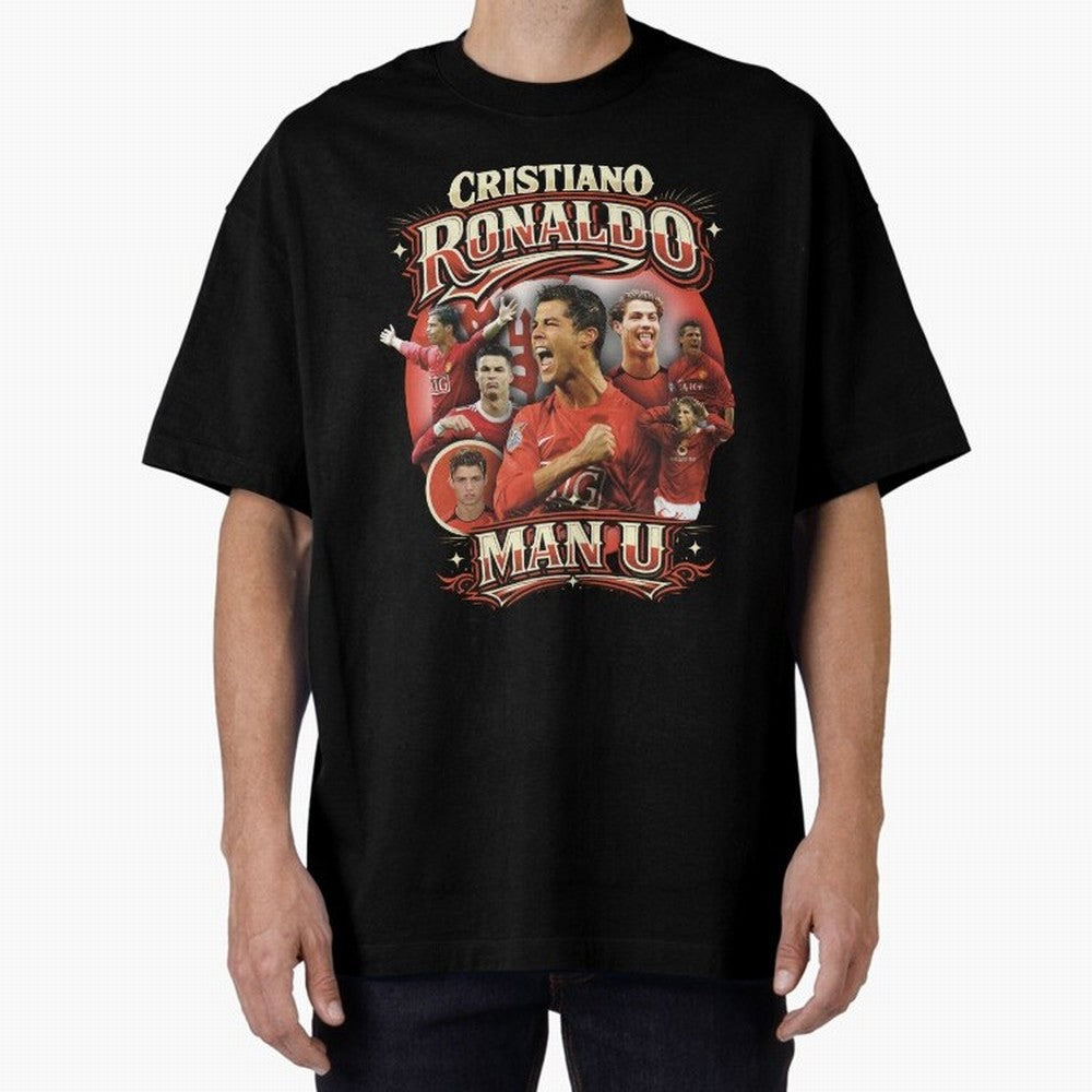 Cristiano Ronaldo Manchester United Oversized T-Shirt Upgrade Global Football Passion for FIFA World Cup 2026 USA Canada Mexico, Highlighting Cristiano Ronaldo, Haaland and CR7, England, France and Netherlands, Supporter Pride, Iconic Celebrations,