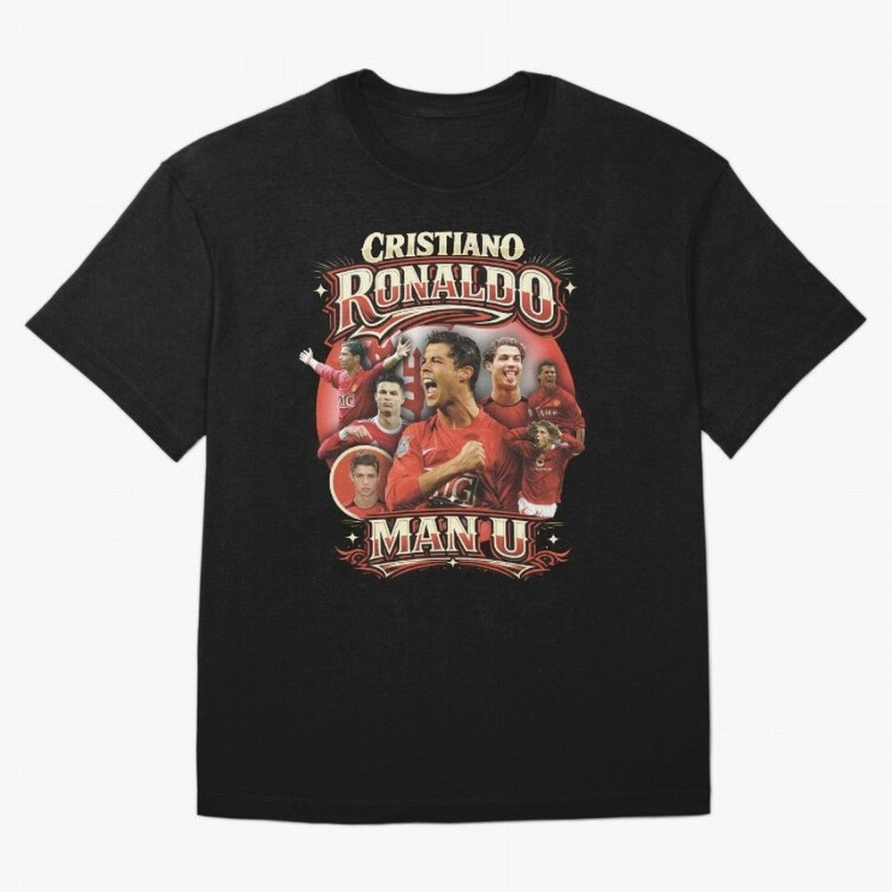 Cristiano Ronaldo Manchester United Oversized T-Shirt Upgrade Global Football Passion for FIFA World Cup 2026 USA Canada Mexico, Highlighting Cristiano Ronaldo, Haaland and CR7, England, France and Netherlands, Supporter Pride, Iconic Celebrations,
