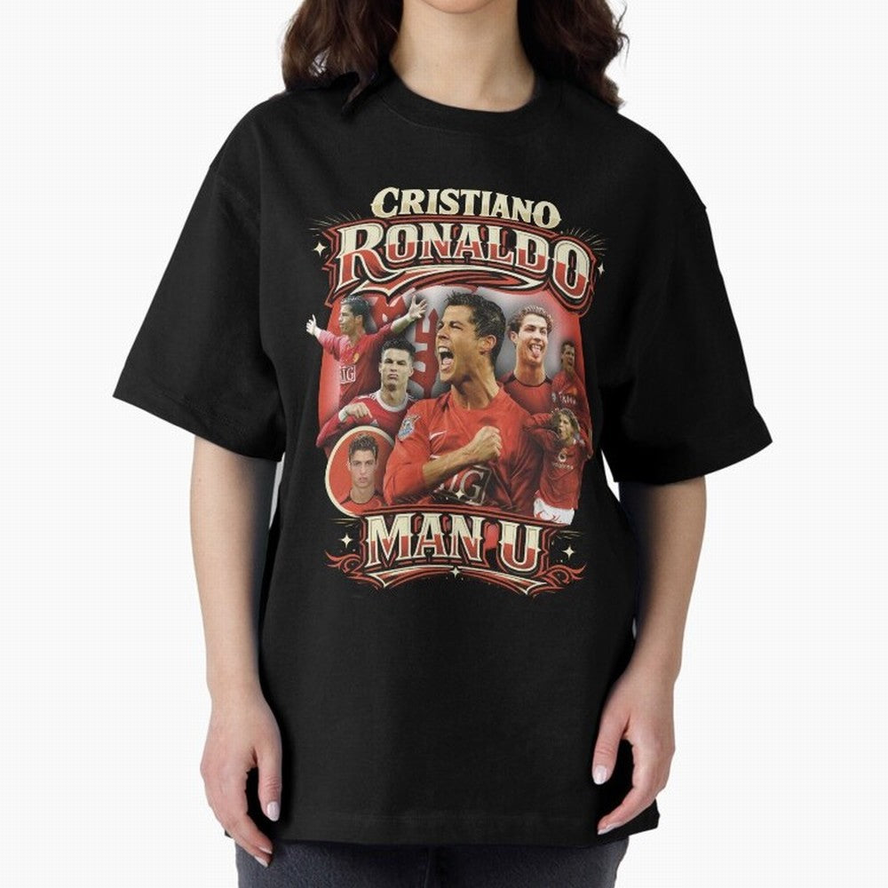Cristiano Ronaldo Manchester United Oversized T-Shirt Upgrade Global Football Passion for FIFA World Cup 2026 USA Canada Mexico, Highlighting Cristiano Ronaldo, Haaland and CR7, England, France and Netherlands, Supporter Pride, Iconic Celebrations,