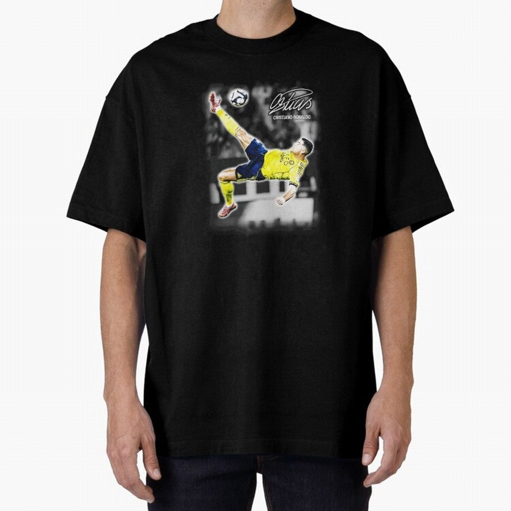 Cristiano Ronaldo Bicycle Kick Oversized T-Shirt Live the Energy of Global Football Passion for FIFA World Cup 2026 USA Canada Mexico, Featuring Messi, Neymar and Mbappe, Argentina, France and Brazil, Stadium Chants, National Pride, Trophy Dreams