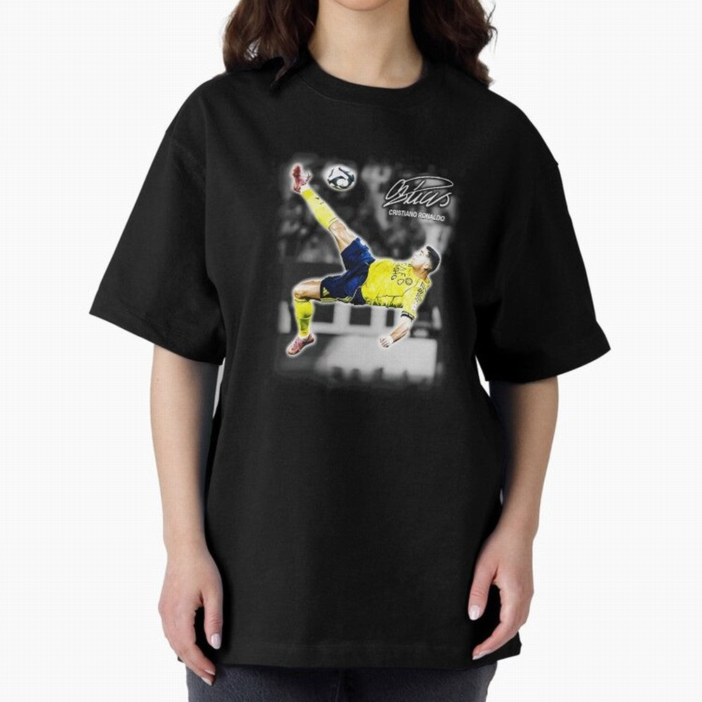 Cristiano Ronaldo Bicycle Kick Oversized T-Shirt Live the Energy of Global Football Passion for FIFA World Cup 2026 USA Canada Mexico, Featuring Messi, Neymar and Mbappe, Argentina, France and Brazil, Stadium Chants, National Pride, Trophy Dreams