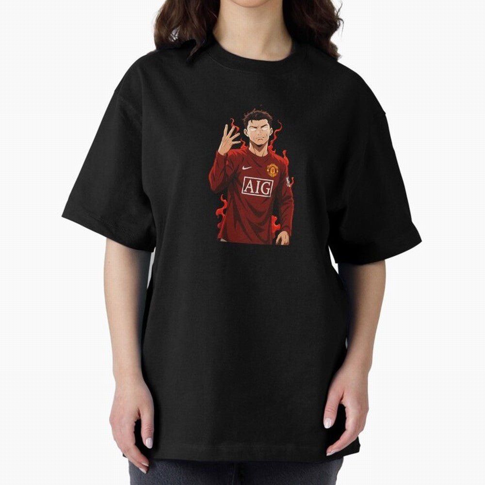Cristiano Ronaldo Anime Art Blue Lock Inspired Football Legend Oversized T-Shirt Relive FIFA World Cup 2026 Spirit, Capturing England and Germany, Mbappe and Neymar, Global Supporter Spirit, Legendary Goals, National Colors and Tournament