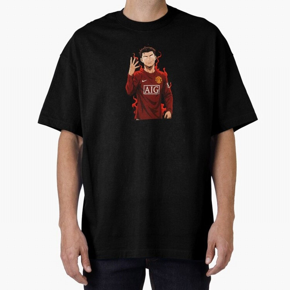 Cristiano Ronaldo Anime Art Blue Lock Inspired Football Legend Oversized T-Shirt Relive FIFA World Cup 2026 Spirit, Capturing England and Germany, Mbappe and Neymar, Global Supporter Spirit, Legendary Goals, National Colors and Tournament