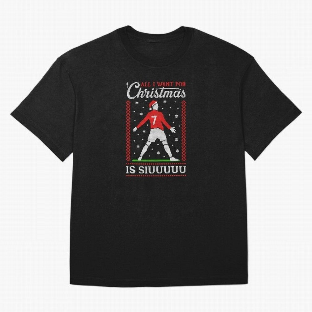 All I Want For Christmas Is Siuu Funny Christmas Festive Knitted Oversized T-Shirt Honor the Football Icons of FIFA World Cup 2026 for Fans of Mbappe and France, Bringing Match Day Excitement, Supporter Culture, Golden Goals and Global Football