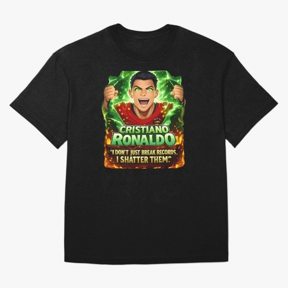 Cristiano Ronaldo Power Art Poster ¨C Legendary Football Motivation Design Oversized T-Shirt Show Your Tournament Heart for FIFA World Cup 2026 USA Canada Mexico for Fans of Mbappe and Spain and Netherlands, Bringing Game Day Rituals, Football