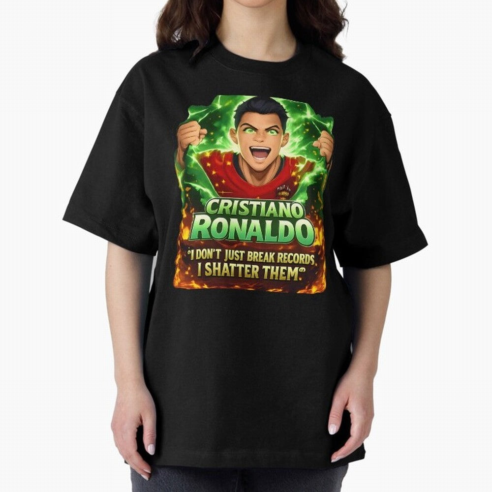 Cristiano Ronaldo Power Art Poster ¨C Legendary Football Motivation Design Oversized T-Shirt Show Your Tournament Heart for FIFA World Cup 2026 USA Canada Mexico for Fans of Mbappe and Spain and Netherlands, Bringing Game Day Rituals, Football