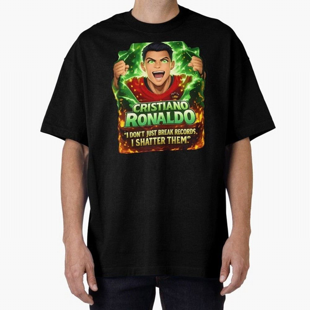 Cristiano Ronaldo Power Art Poster ¨C Legendary Football Motivation Design Oversized T-Shirt Show Your Tournament Heart for FIFA World Cup 2026 USA Canada Mexico for Fans of Mbappe and Spain and Netherlands, Bringing Game Day Rituals, Football