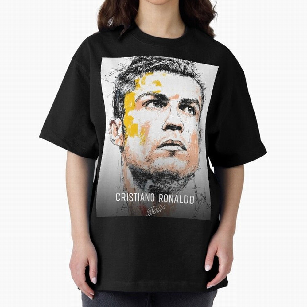 Cristiano Ronaldo Cr7 Football Soccer Player Icon Legend Power Oversized T-Shirt Stand Out with Spirit from FIFA World Cup 2026 Group Stage Spirit, with Brazil, Haaland, Football Passion, Legendary Performances, Festival Vibes and Supporter