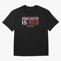 Manchester Is Red Oversized T-Shirt Celebrate Rivalries and Pride in Global Football Passion for FIFA World Cup 2026 USA Canada Mexico, Made for Neymar, Haaland and Cristiano Ronaldo, Argentina, Vintage Soccer Flavor, Modern Football Stars,