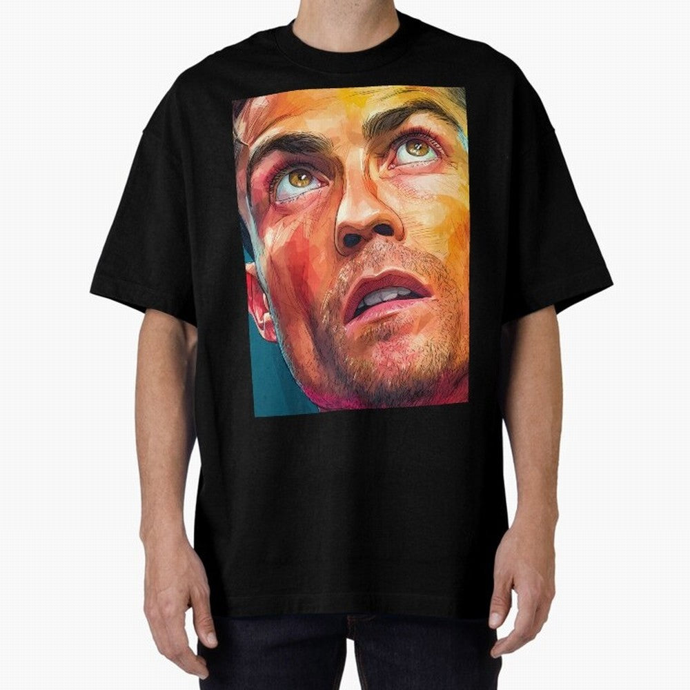 Cristiano Ronaldo Football Soccer Player Intense Color Portrait Oversized T-Shirt Live for the Drama of FIFA World Cup 2026 USA Canada Mexico Spirit, with Brazil, Portugal and Argentina, Neymar, Haaland and Cristiano Ronaldo, Stadium Memories,