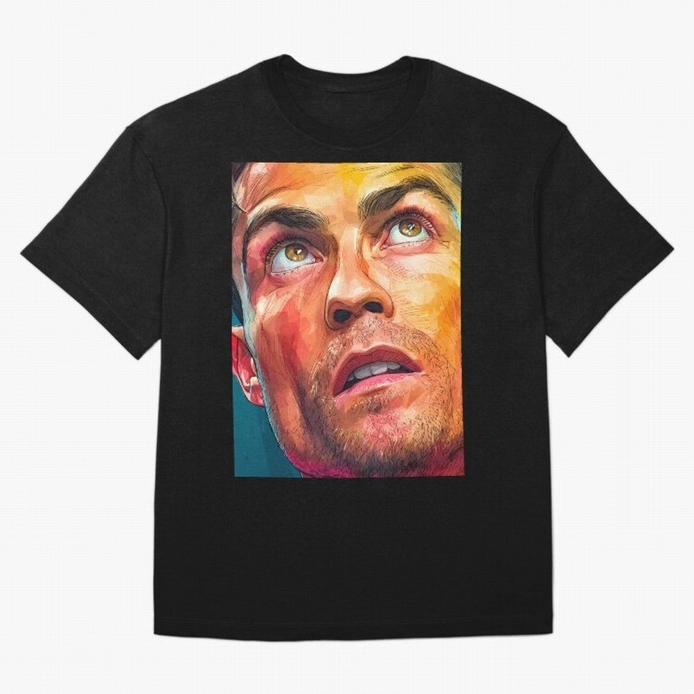 Cristiano Ronaldo Football Soccer Player Intense Color Portrait Oversized T-Shirt Live for the Drama of FIFA World Cup 2026 USA Canada Mexico Spirit, with Brazil, Portugal and Argentina, Neymar, Haaland and Cristiano Ronaldo, Stadium Memories,