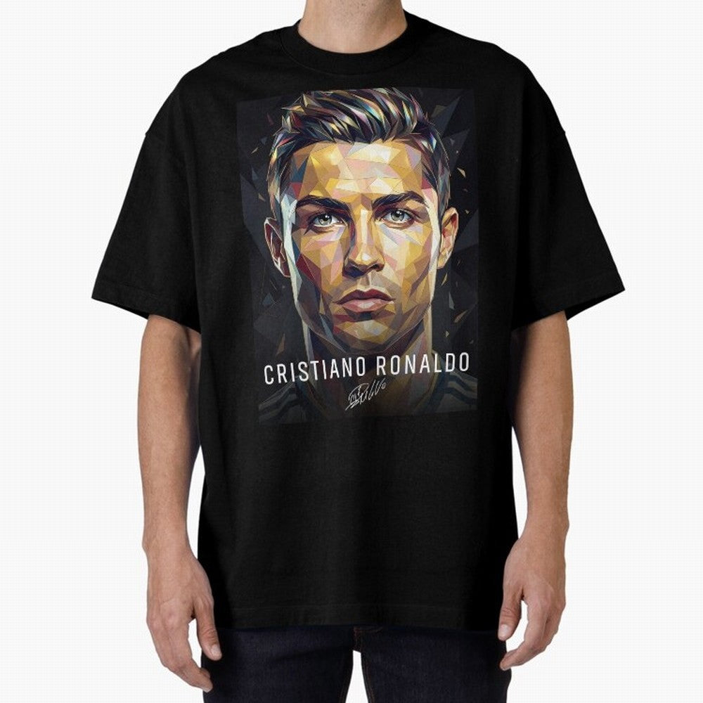 Cristiano Ronaldo Geometric Low Poly Soccer Legend Oversized T-Shirt Make Game Day About FIFA World Cup 2026 Group Stage Spirit, Made for France, Messi, Game Day Rituals, Football Legends, Country Pride and the Road to the Final; Perfect for People