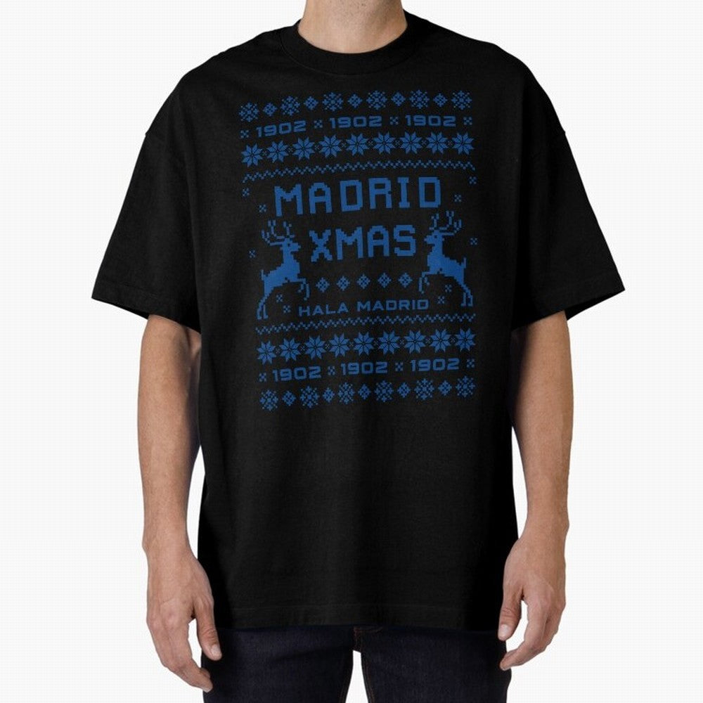 Real Madrid Christmas Oversized T-Shirt Celebrate Supporters United by FIFA World Cup 2026 Spirit, Celebrating Argentina, Cristiano Ronaldo, Haaland and CR7, Global Supporter Spirit, Legendary Goals, National Colors and Tournament Celebration;