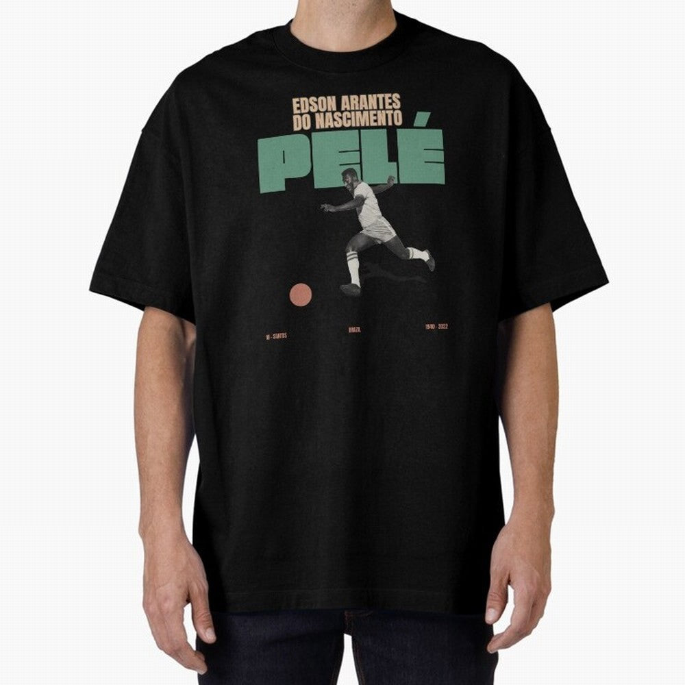 Pele Minimalist Oversized T-Shirt Back the Journey through FIFA World Cup 2026 for Fans of Messi, Neymar and Mbappe and Germany, Bringing Tournament Hype, Historic Matchups, Family Viewing Parties and Global Sports Pride; Perfect for People Who