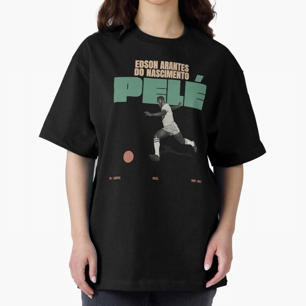 Pele Minimalist Oversized T-Shirt Back the Journey through FIFA World Cup 2026 for Fans of Messi, Neymar and Mbappe and Germany, Bringing Tournament Hype, Historic Matchups, Family Viewing Parties and Global Sports Pride; Perfect for People Who