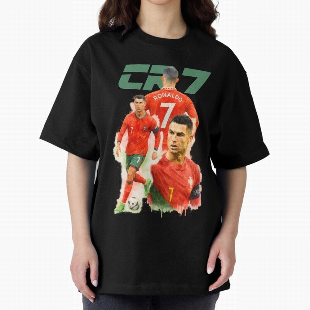 CR7 Cristiano Ronaldo illustration watercolour Oversized T-Shirt Celebrate the Magic of FIFA World Cup 2026 USA Canada Mexico Inspired by Haaland and Mbappe, Spain Energy, Fan Favorite Moments, National Team Passion, Big Match Drama and Soccer
