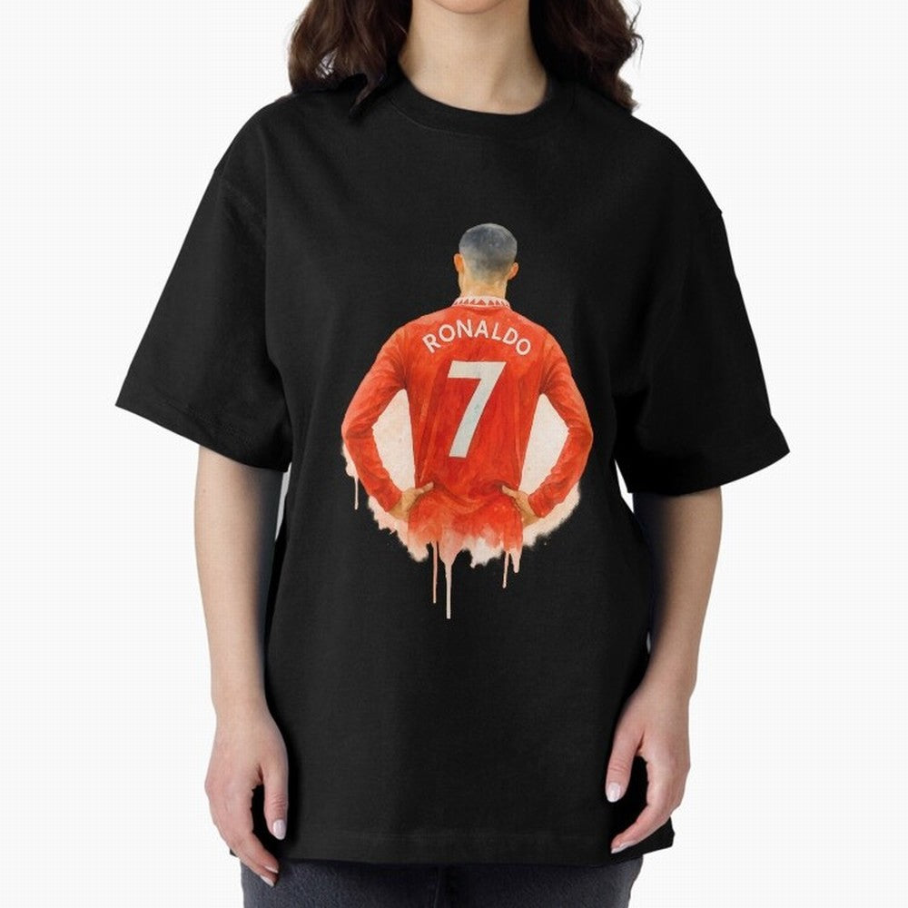 CR7 Cristiano Ronaldo potrait art a powerful moment artwork Oversized T-Shirt Support Your Favorite Stars during Global Football Passion for FIFA World Cup 2026, Centered on Messi, CR7 and Mbappe, France and Portugal, Championship Spirit, Famous