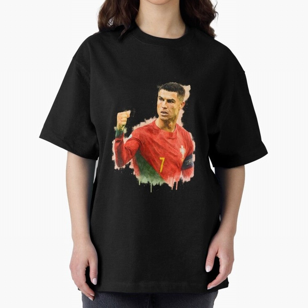 CR7 Cristiano Ronaldo potrait a powerful moment artwork Oversized T-Shirt Celebrate Golden Goal Energy in Match Day Hype around FIFA World Cup 2026 USA Canada Mexico, Messi, England, France and Netherlands, Football History, Final Match Energy,