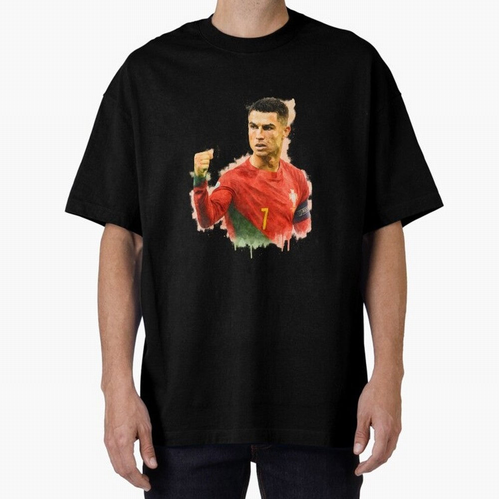 CR7 Cristiano Ronaldo potrait a powerful moment artwork Oversized T-Shirt Celebrate Golden Goal Energy in Match Day Hype around FIFA World Cup 2026 USA Canada Mexico, Messi, England, France and Netherlands, Football History, Final Match Energy,