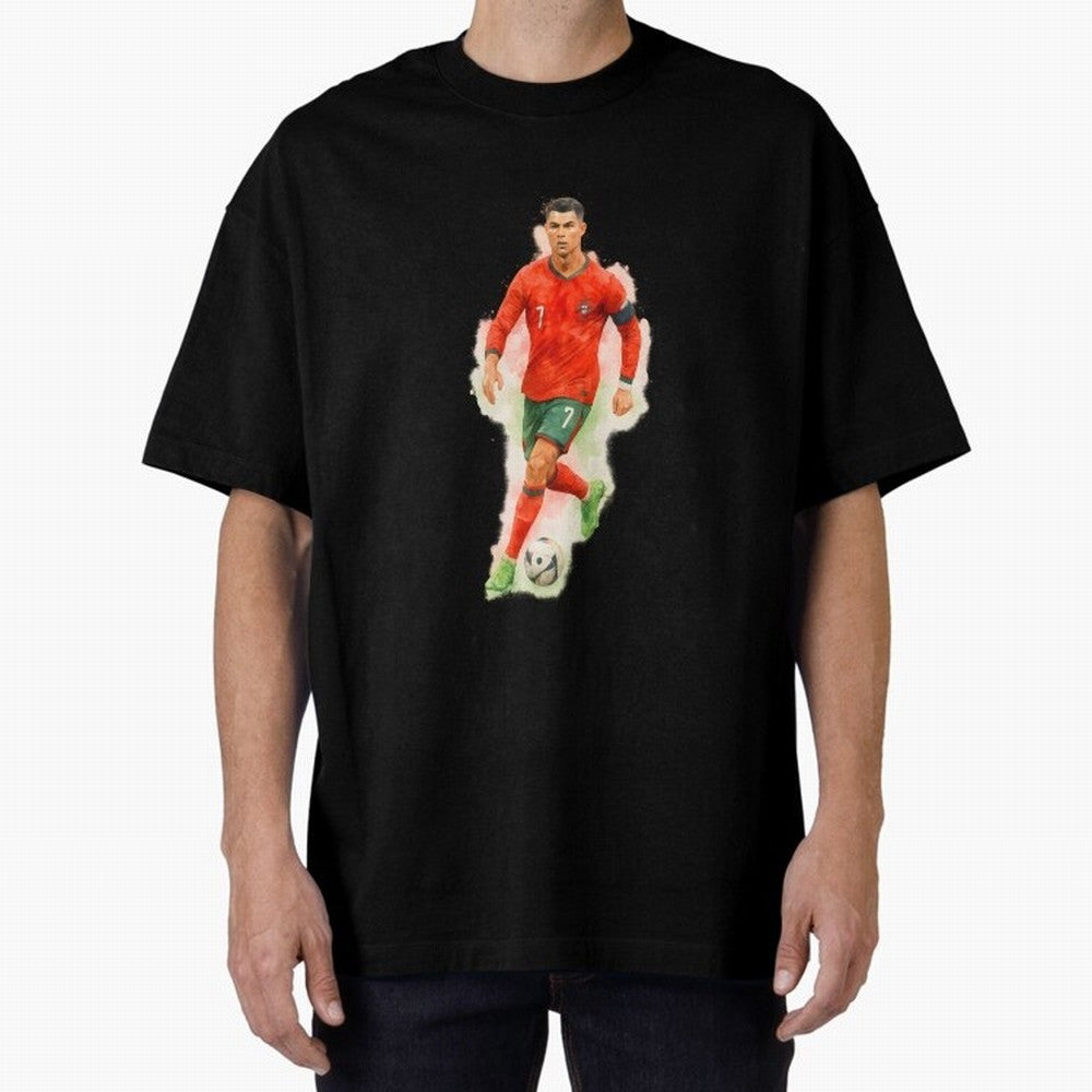 CR7 Cristiano Ronaldo a powerful moment artwork Oversized T-Shirt Treasure the FIFA World Cup 2026 USA Canada Mexico Journey through Messi, CR7 and Mbappe Highlights, Spain and Netherlands Pride, Champion Mindset, Group Stage Buzz, Knockout Tension