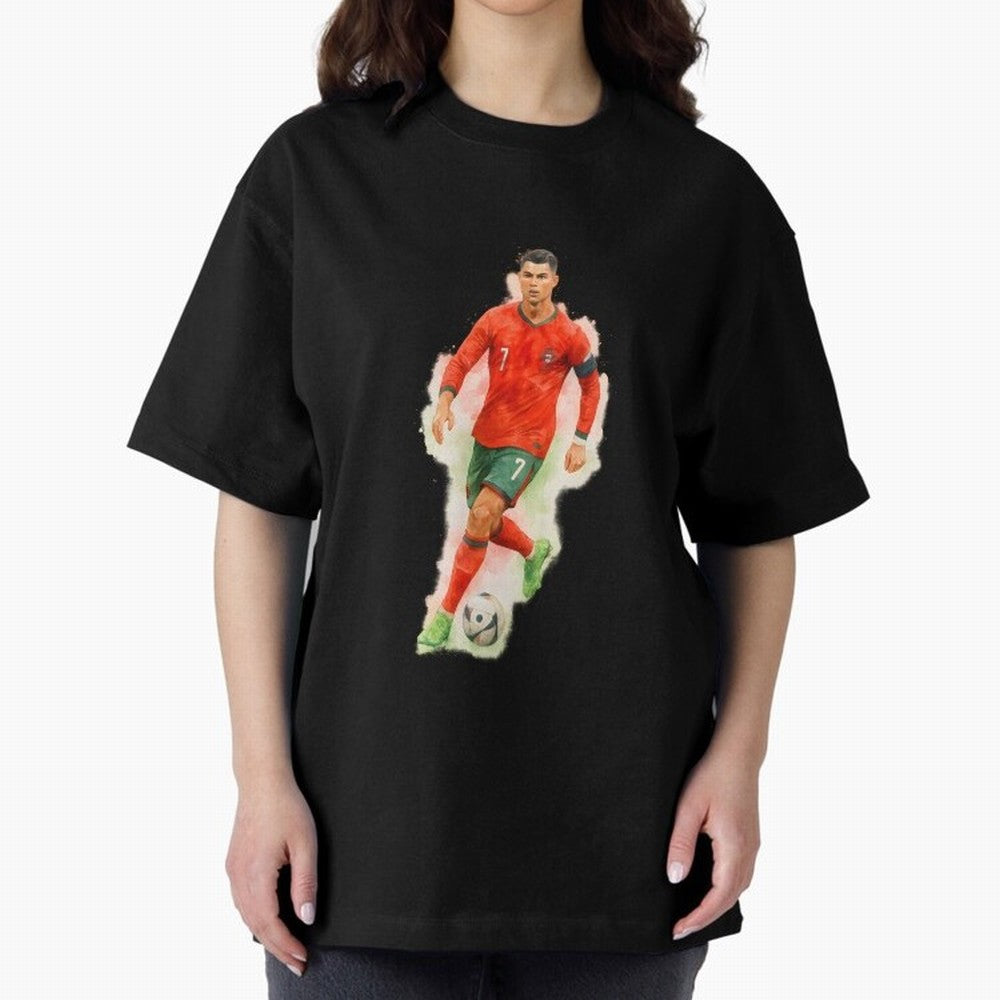 CR7 Cristiano Ronaldo a powerful moment artwork Oversized T-Shirt Treasure the FIFA World Cup 2026 USA Canada Mexico Journey through Messi, CR7 and Mbappe Highlights, Spain and Netherlands Pride, Champion Mindset, Group Stage Buzz, Knockout Tension
