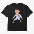 Cristiano Ronaldo Cartoon Oversized T-Shirt Celebrate Classic Football Spirit in Global Football Passion for FIFA World Cup 2026 Group Stage, Connected to Messi, Neymar and Mbappe, Argentina and Brazil, Global Supporter Spirit, Legendary Goals,