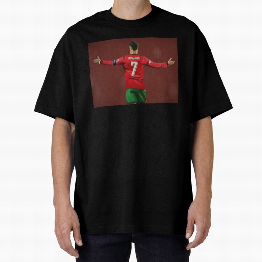 Cristiano Ronaldo portrait painting Oversized T-Shirt Enjoy the Biggest Football Party of FIFA World Cup 2026 Celebrating Haaland and Mbappe, Portugal Energy, Football Festival Excitement, Trophy Ambitions, Country Rivalries and Star Player Buzz;