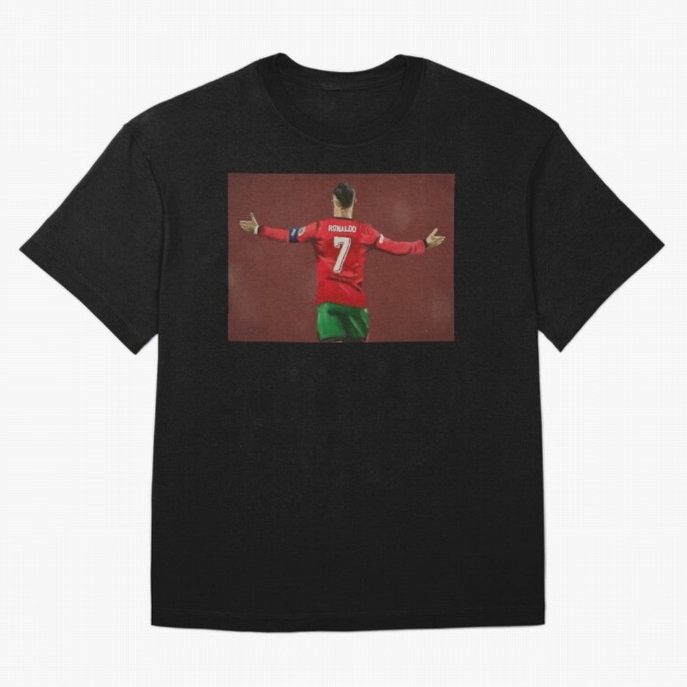 Cristiano Ronaldo portrait painting Oversized T-Shirt Enjoy the Biggest Football Party of FIFA World Cup 2026 Celebrating Haaland and Mbappe, Portugal Energy, Football Festival Excitement, Trophy Ambitions, Country Rivalries and Star Player Buzz;