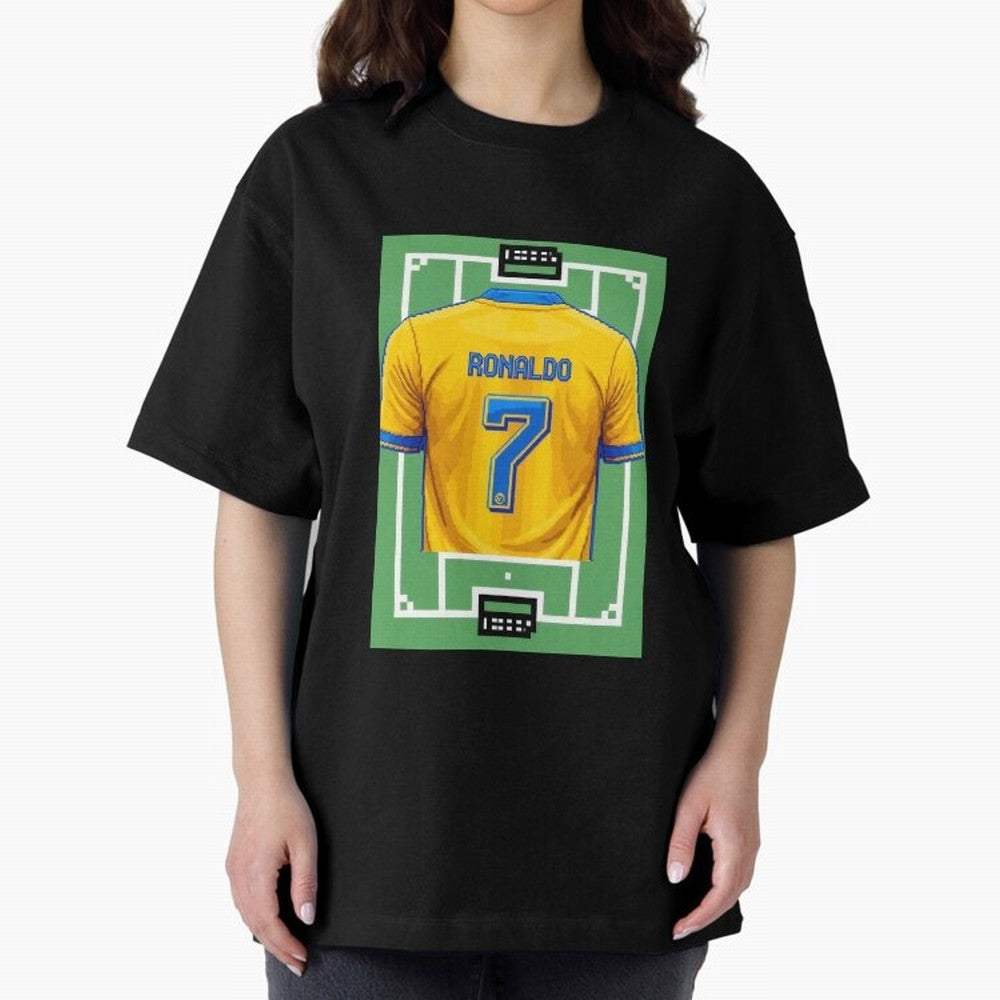 Cristiano Ronaldo Al-Nassr 8-Bit Soccer Football Oversized T-Shirt Show Love for Legendary Goals in FIFA World Cup 2026 Group Stage Spirit, Capturing France, Messi, Soccer Culture, Superstar Moments, National Team Dreams and Competitive Fire;