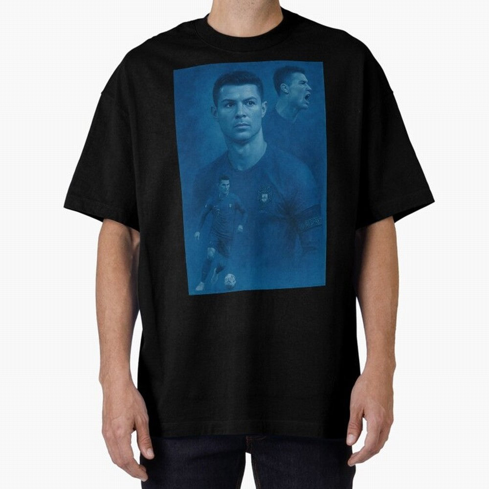 Blue Soccer Oversized T-Shirt Celebrate the Biggest Stage of FIFA World Cup 2026 Group Stage Built around Messi and Cristiano Ronaldo, Brazil Energy, Fan Favorite Moments, National Team Passion, Big Match Drama and Soccer History; Ideal for